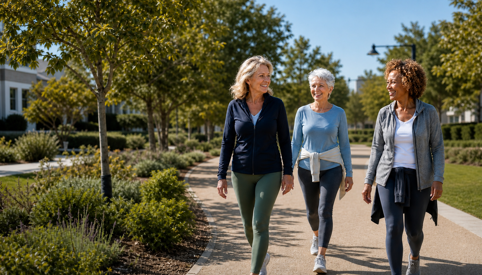 Women walking together in an active lifestyle community