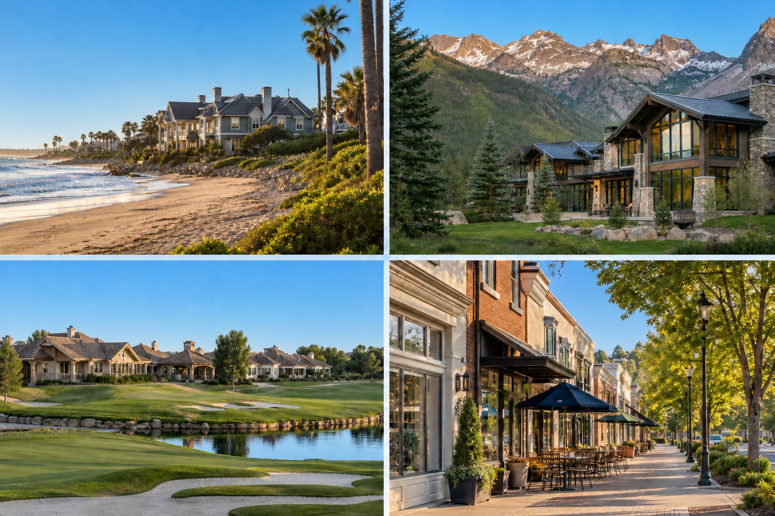Coastal, mountain, golf and walkable communities compared when researching U.S. regions and relocation options.