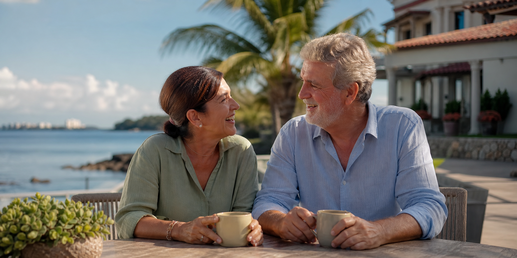 Couple enjoying a tropical lifestyle in Panama, representing Americans considering relocation, retirement, or a second home abroad.