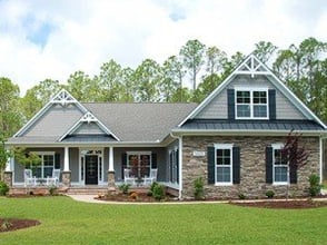 Two story house exterior at Logan Homes in Leland, North Carolina